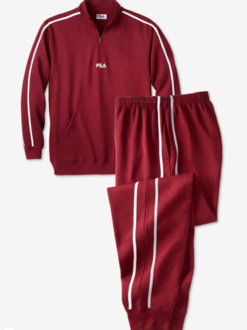 FILA Fleece 1/4 Zip Tracksuit - MAROON 5XL